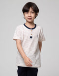 Little M Short Sleeve T-Shirt Henley Stripe Yarndyed