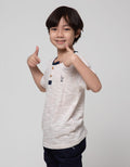 Little M Short Sleeve T-Shirt Henley Stripe Yarndyed