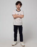Little M Short Sleeve T-Shirt Henley Stripe Yarndyed