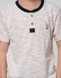 Little M Short Sleeve T-Shirt Henley Stripe Yarndyed
