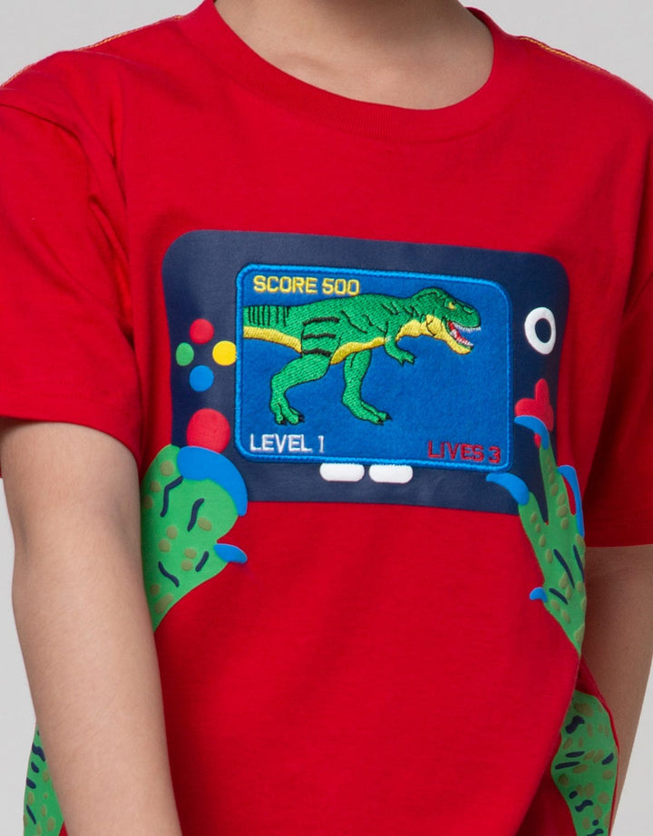 Little M Short Sleeve T-Shirt Aplikasi Game Bordir