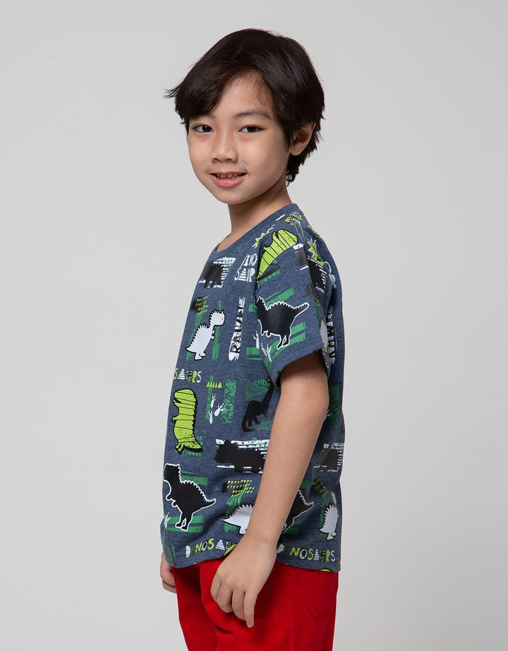 Little M Dino Print Kaos Anak Laki-Laki