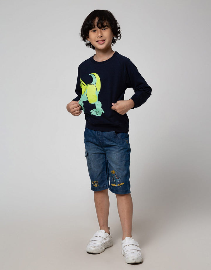 Little M Sweatshirt Dino Gigi Aplikasi Lengan