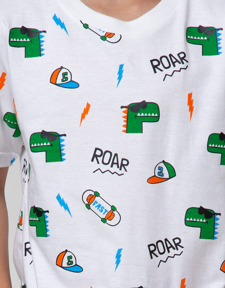 Little M Short Sleeve T-Shirt Print Dino Roar