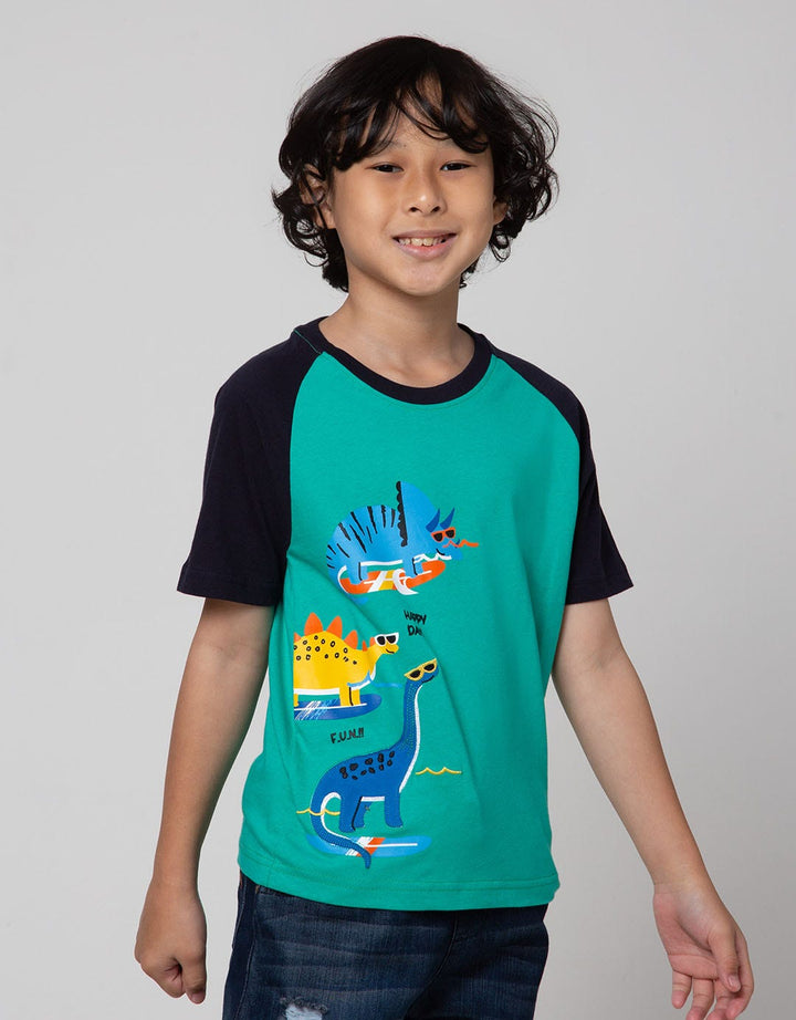 Little M Dino Apli Kaos Anak Laki-Laki
