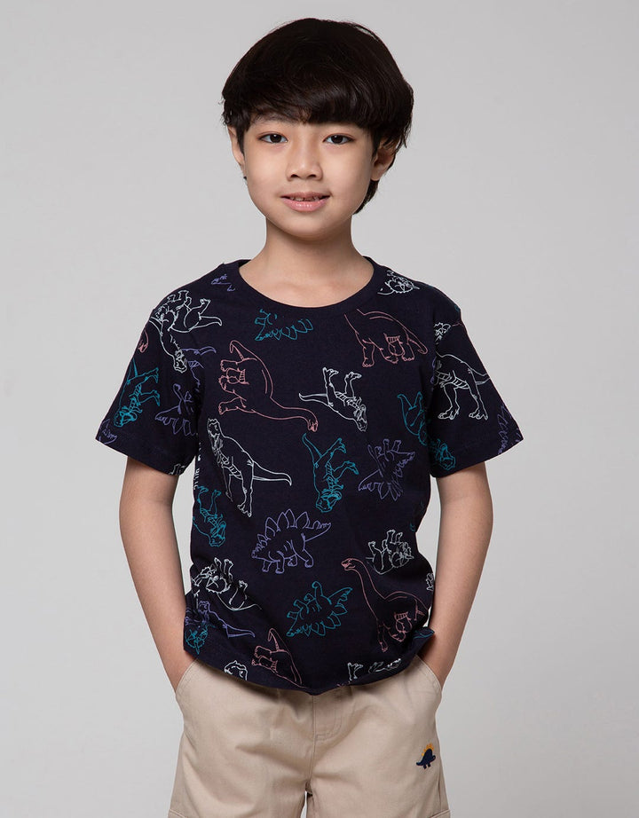 Little M Short Sleeve T-Shirt Print Dino Outline