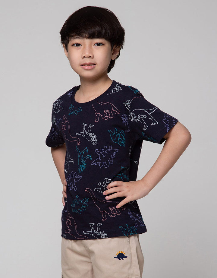 Little M Short Sleeve T-Shirt Print Dino Outline