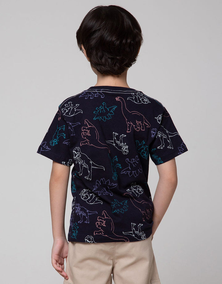 Little M Short Sleeve T-Shirt Print Dino Outline