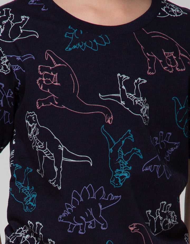 Little M Short Sleeve T-Shirt Print Dino Outline