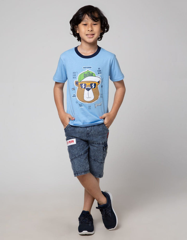 Little M Short Sleeve T-Shirt Print Aplikasi Bear