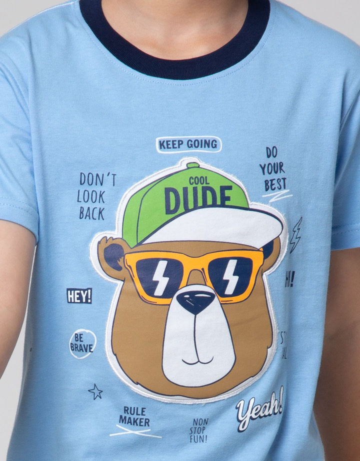 Little M Short Sleeve T-Shirt Print Aplikasi Bear