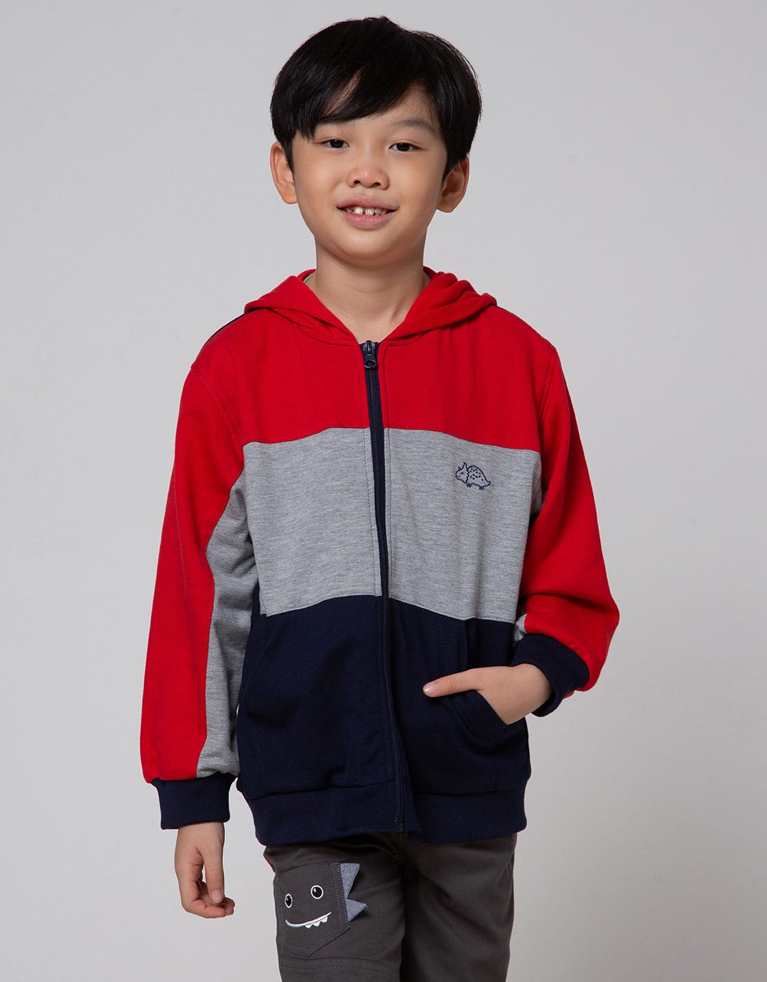 Little M Dino Embroidered Terry Jacket