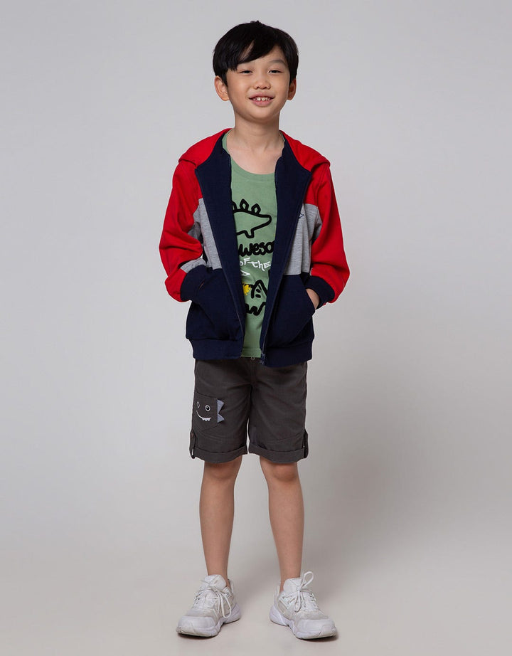 Little M Dino Embroidered Terry Jacket