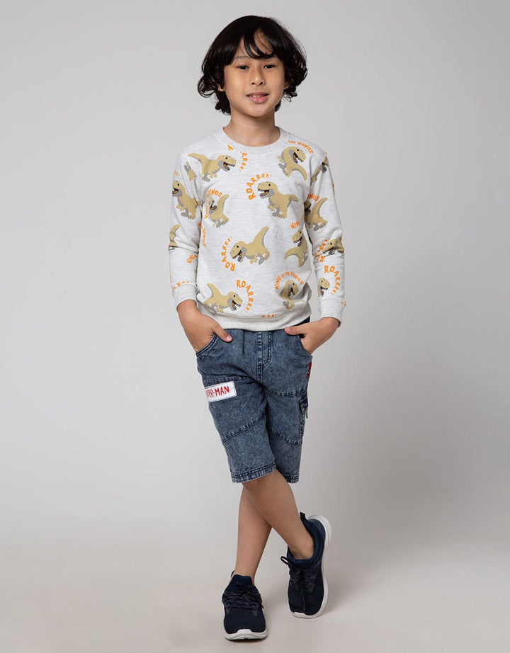 Little M Sweater Dino Print Sweater Anak Laki-Laki