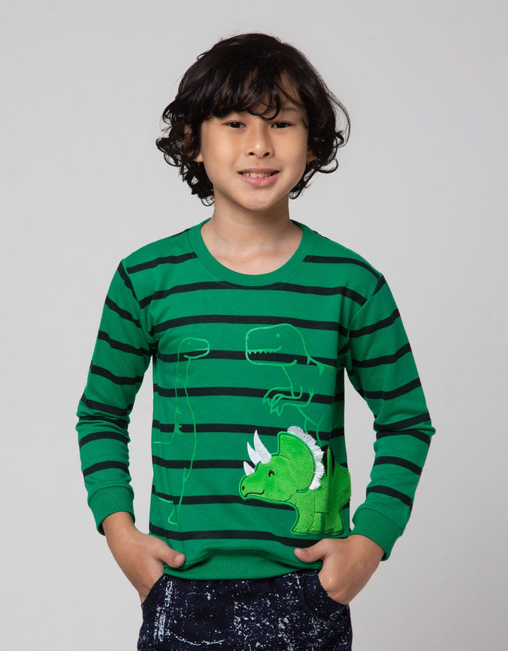 Little M Sweater Dino Stripe Sweater Anak Laki-Laki