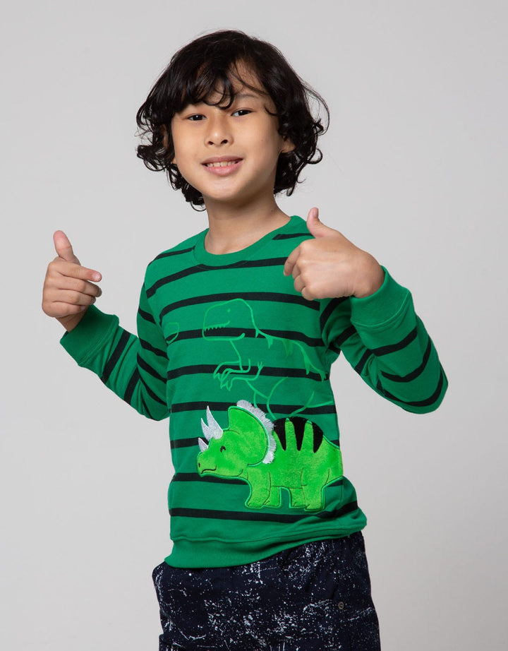 Little M Sweater Dino Stripe Sweater Anak Laki-Laki