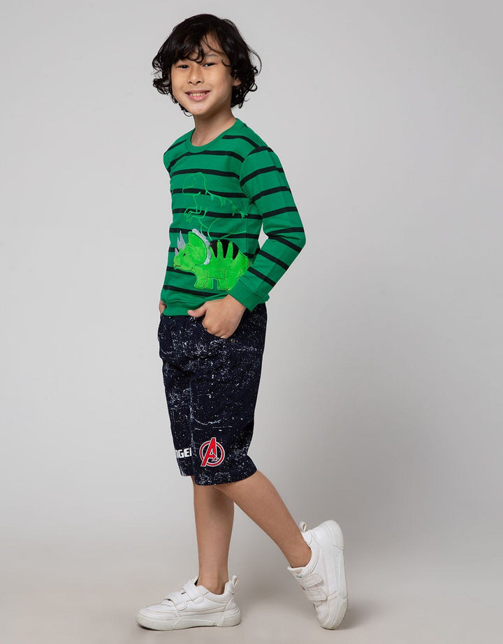 Little M Sweater Dino Stripe Sweater Anak Laki-Laki