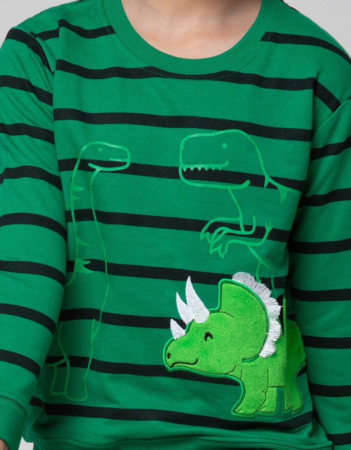 Little M Sweater Dino Stripe Sweater Anak Laki-Laki