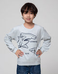 Little M Shark Print Terry Sweater Anak Laki-Laki
