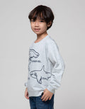 Little M Shark Print Terry Sweater Anak Laki-Laki