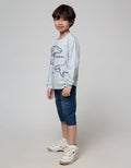 Little M Shark Print Terry Sweater Anak Laki-Laki