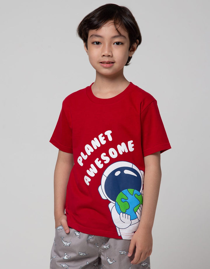 Little M Space Print Kaos Anak Laki-laki
