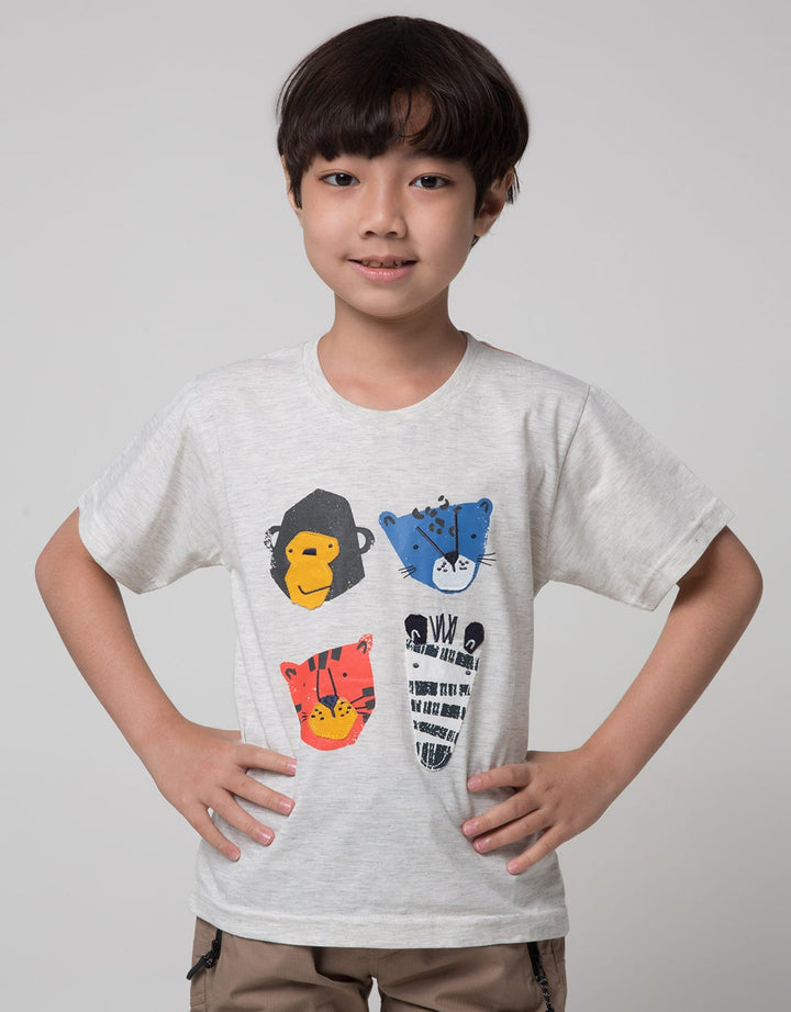 Little M Short Sleeve T-Shirt Print Stripe Bordir Animal