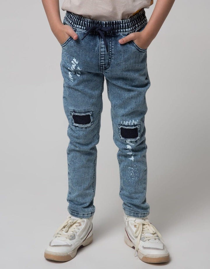 Little M Pants Denim Print Imagine Application