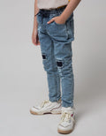 Little M Pants Denim Print Imagine Application