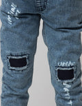 Little M Pants Denim Print Imagine Application