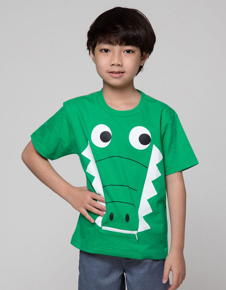 Little M Short Sleeve T-Shirt Aligator Lidah & Zipper