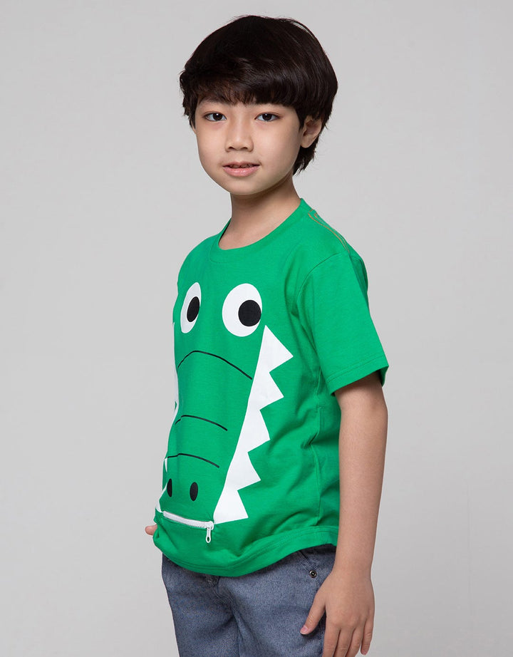 Little M Short Sleeve T-Shirt Aligator Lidah & Zipper