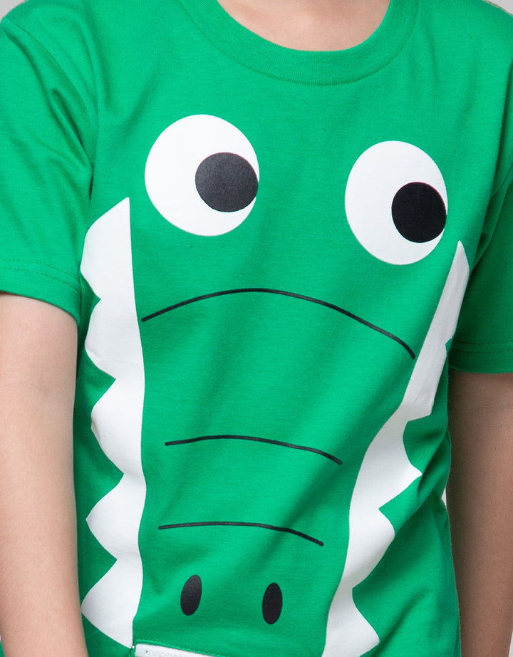Little M Short Sleeve T-Shirt Aligator Lidah & Zipper