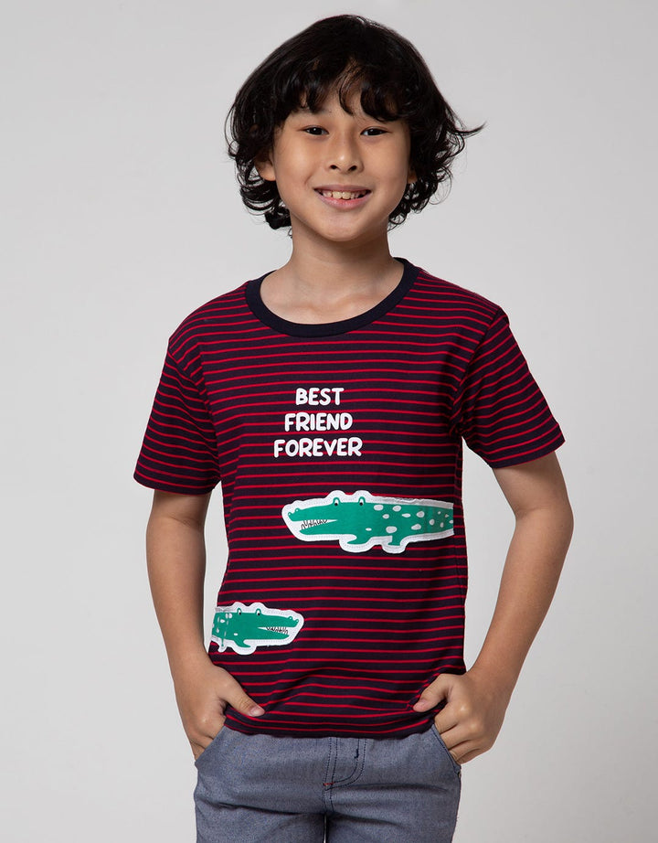Little M Short Sleeve T-Shirt Stripe Aplikasi