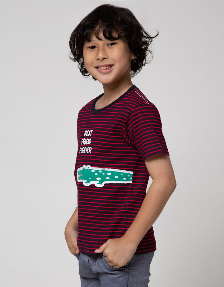 Little M Short Sleeve T-Shirt Stripe Aplikasi