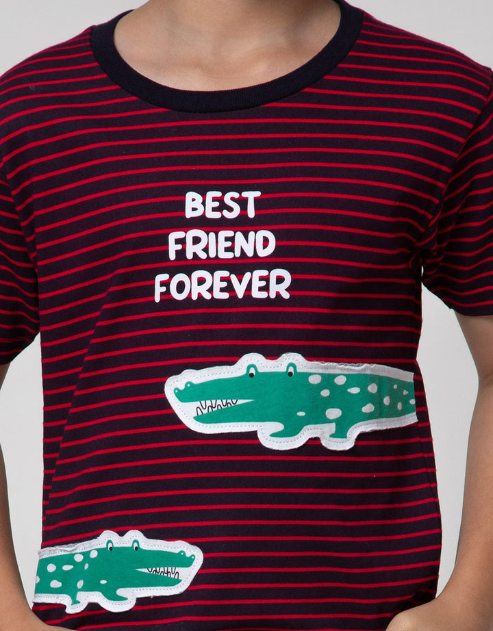 Little M Short Sleeve T-Shirt Stripe Aplikasi
