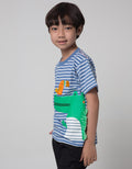 Little M Short Sleeve T-Shirt Stripe Dino Bordir Cucuk