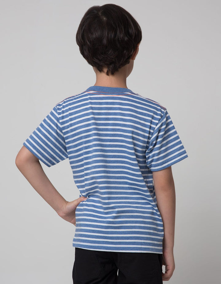 Little M Short Sleeve T-Shirt Stripe Dino Bordir Cucuk