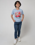 Little M Kaos Lengan Pendek Slub All Aboard Bordir