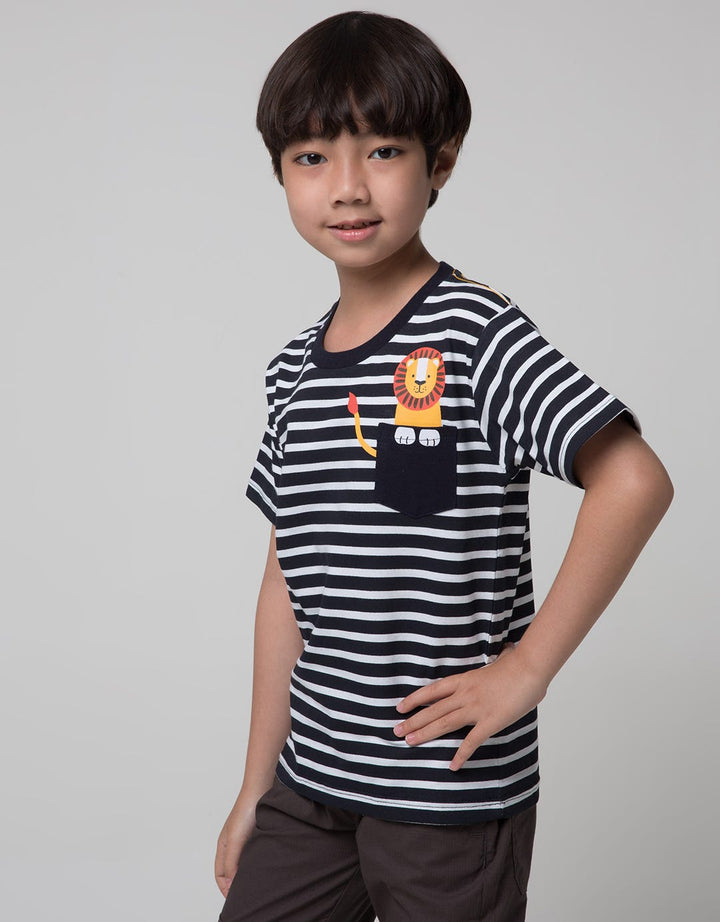 Little M Short Sleeve T-Shirt Stripe Lion