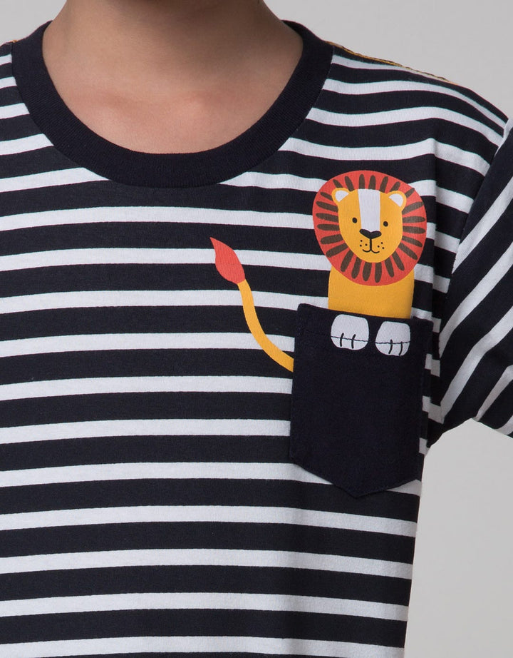Little M Short Sleeve T-Shirt Stripe Lion