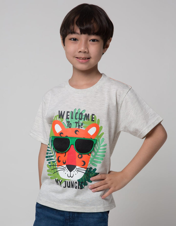 Little M Short Sleeve T-Shirt Print Aplikasi Kacamata Flip