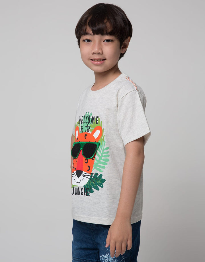 Little M Short Sleeve T-Shirt Print Aplikasi Kacamata Flip