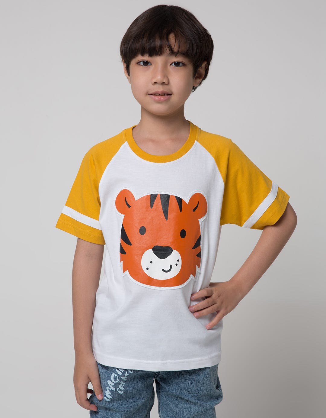 Little M 3/4 Raglan Tiger Aplikasi Kain