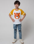 Little M 3/4 Raglan Tiger Fabric Application