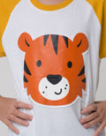 Little M 3/4 Raglan Tiger Fabric Application