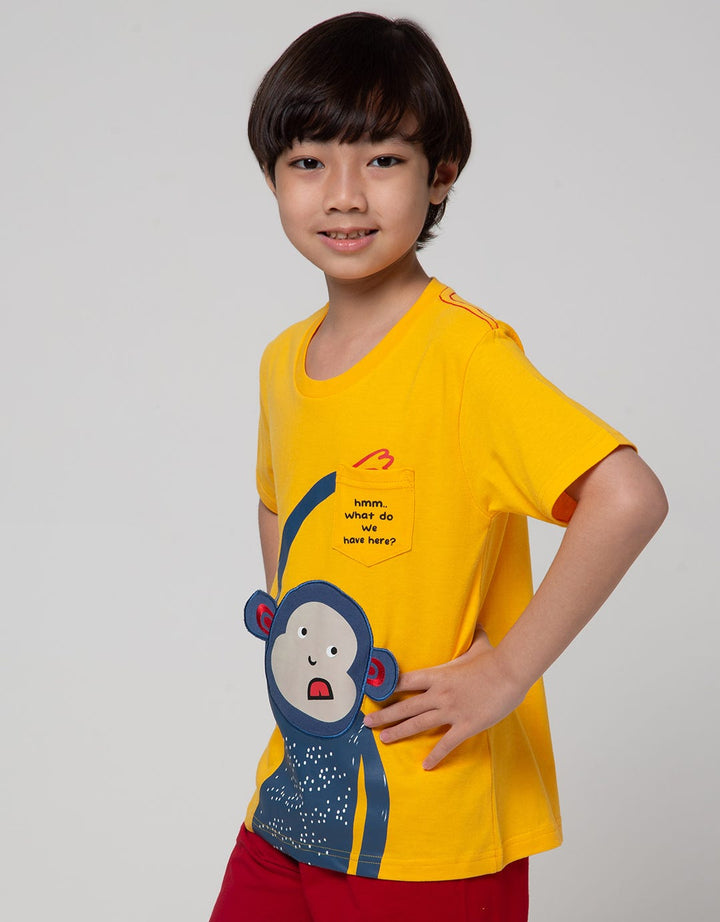 Little M Short Sleeve T-Shirt Monkey Aplikasi