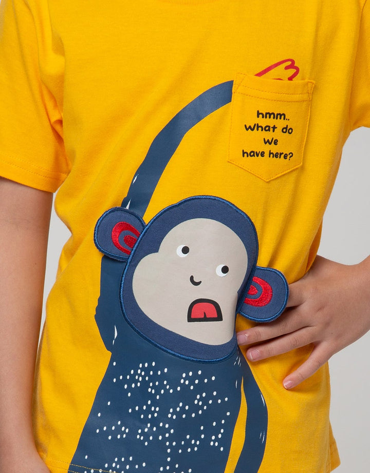 Little M Short Sleeve T-Shirt Monkey Aplikasi