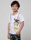 Little M Short Sleeve Monkey Mesh Print T-Shirt