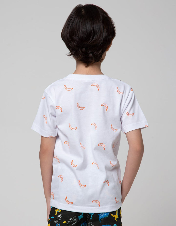 Little M Short Sleeve Monkey Mesh Print T-Shirt